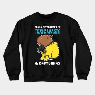 Easily Distracted by Toxic Waste and Capybaras Cartoon Crewneck Sweatshirt